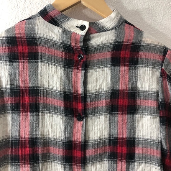 Zara Oversized Keyhole Plaid Top - Picture 7 of 9